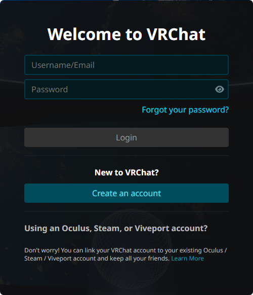 VRChat Sign in Page